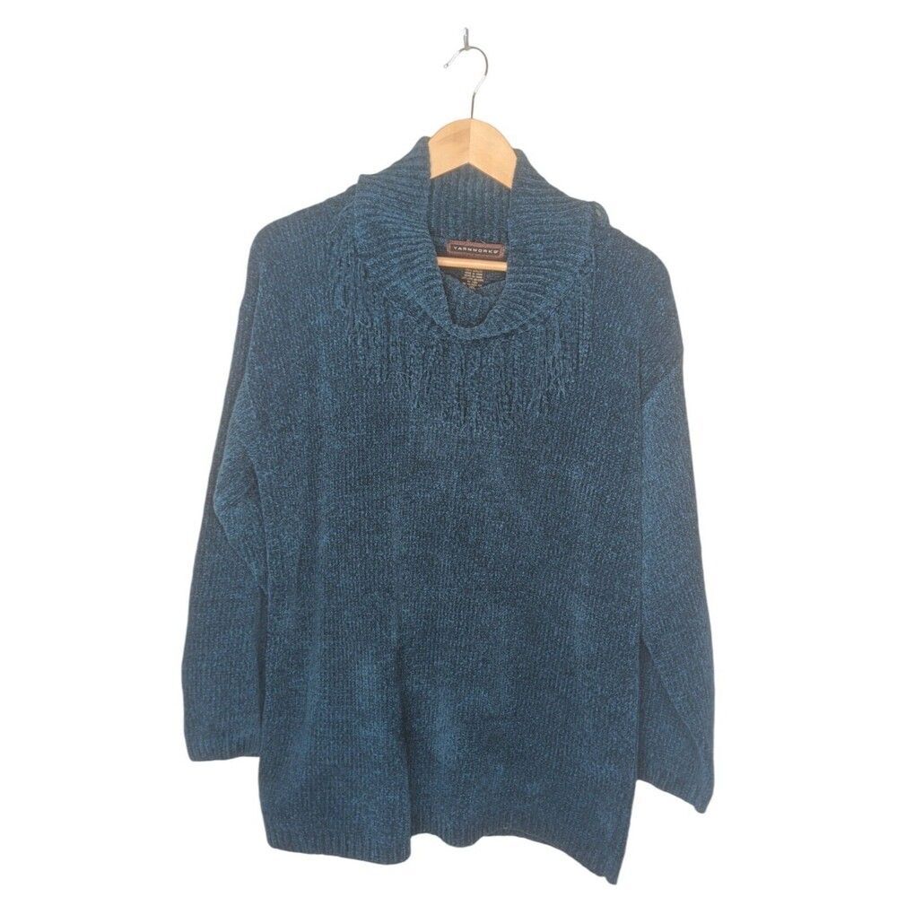 Yarnworks Women's Medium 100% Acrylic Blue Long Sleeve Shirt